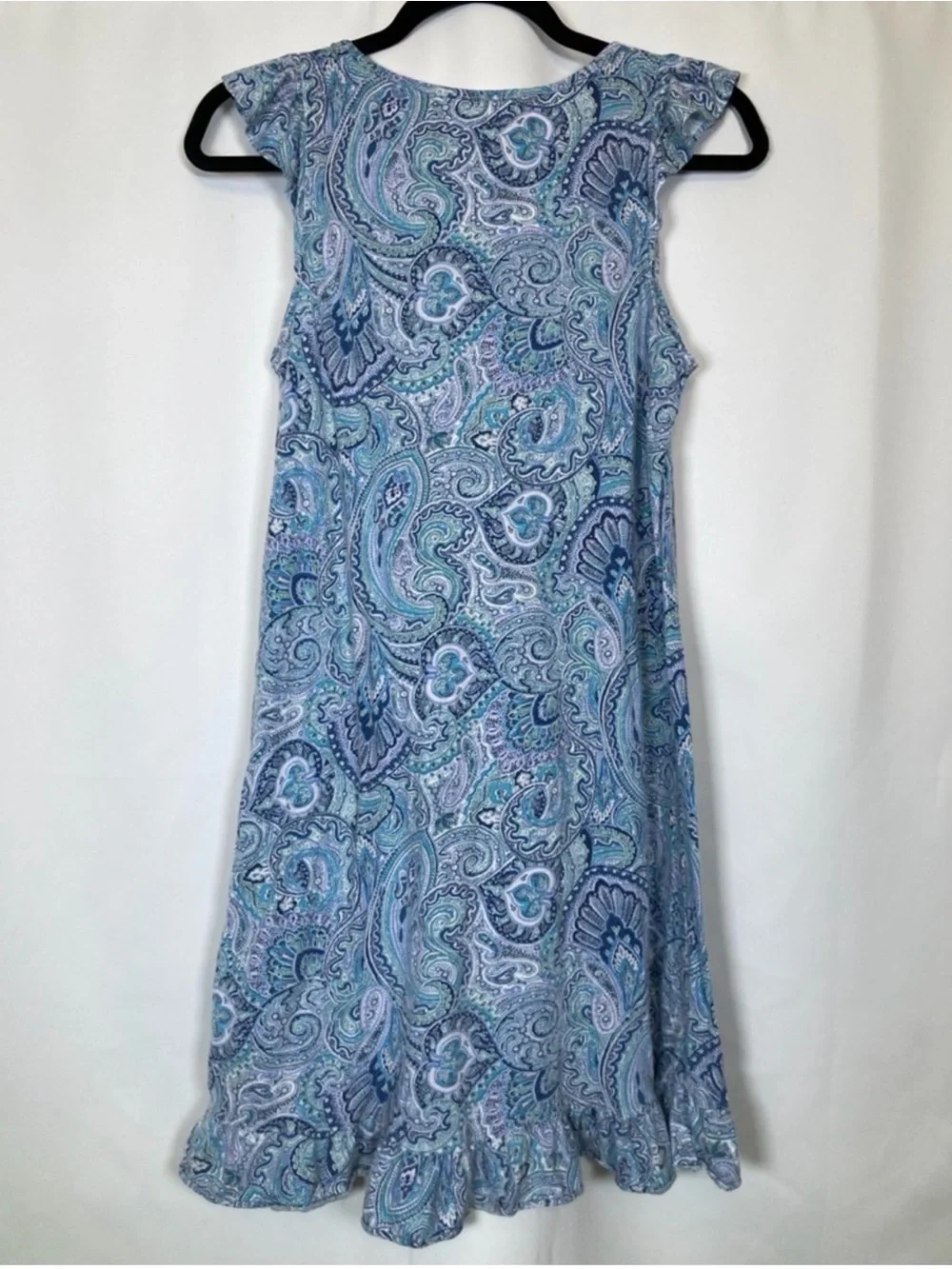 Lauren Ralph Lauren Blue Paisley Sleeveless Ruffle Nightgown Sz Sm - Picture 8 of 8